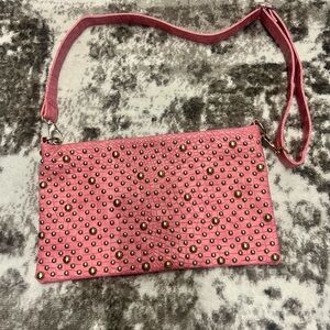 Studded Pink Clutch Bag